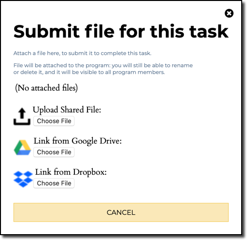 Submit task popup